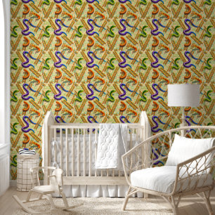 Snakes and ladders classic board game pattern colo wallpaper