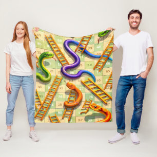 Snakes and ladders classic game board fun fleece b blanket