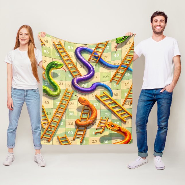 Snakes and ladders classic game board fun fleece b blanket (In Situ)