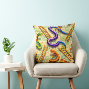 Snakes and ladders classic game board fun throw cu pillow