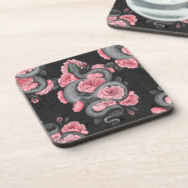 Snakes and  peach roses coaster (Left Side)