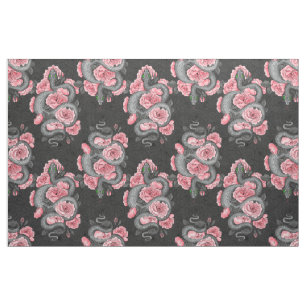 Snakes and  peach roses fabric