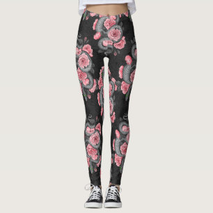 Snakes and  peach roses leggings