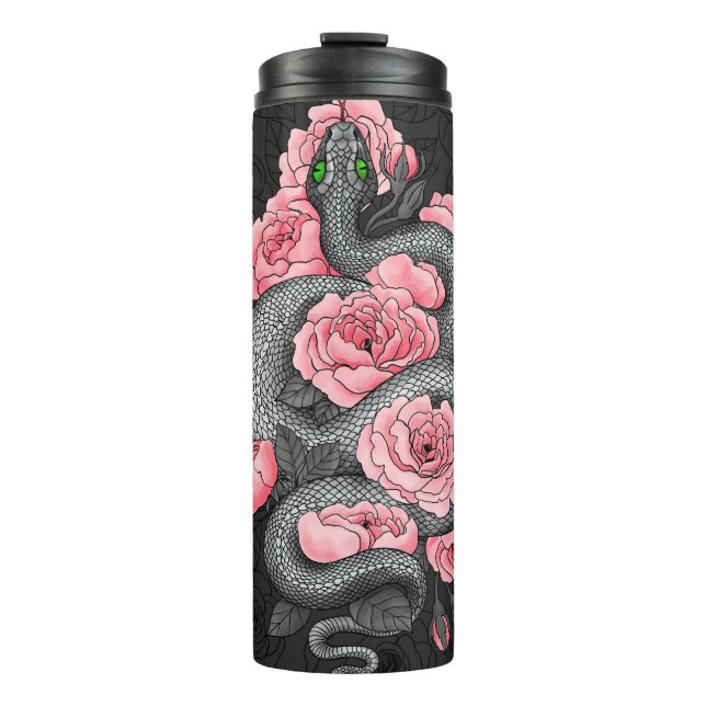Snakes and  peach roses thermal tumbler (Front)