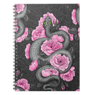 Snakes and pink roses notebook