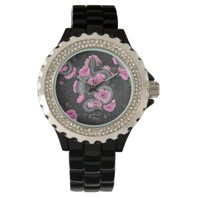 Snakes and pink roses watch (Front)