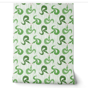 Snakes and Stripes in Green Wallpaper