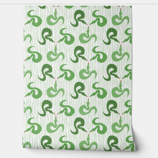 Snakes and Stripes in Green Wallpaper