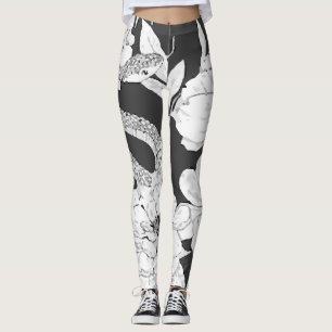 Snakes Flowers Tattoo Art Coloring Leggings
