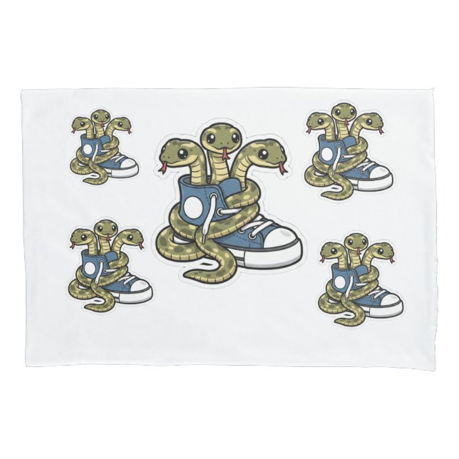 Snakes on shoes pillowcase (Front)