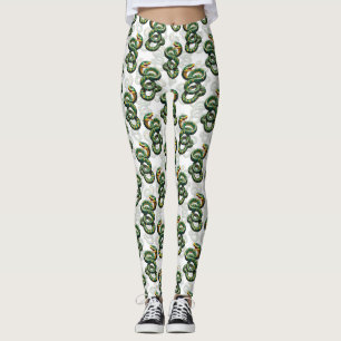 Snakes Pattern Design - White Leggings