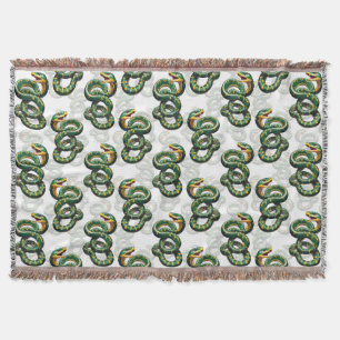 Snakes Pattern Design - White Throw Blanket