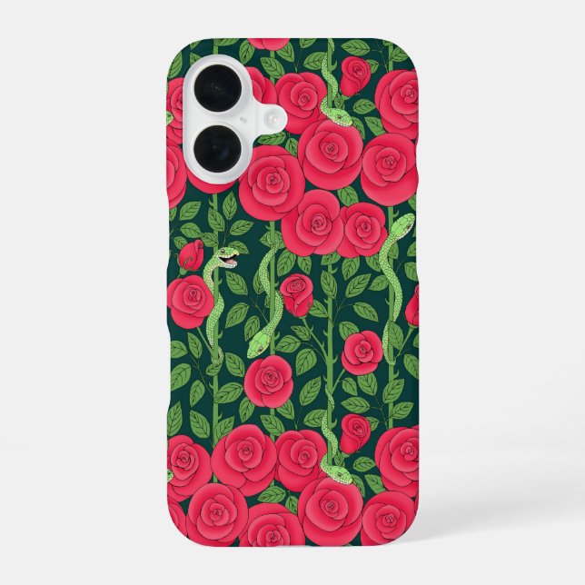 snakes & roses iPhone 16 case (Back)