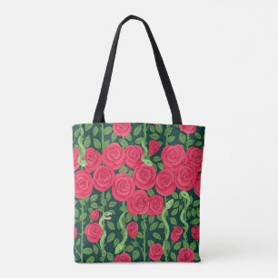 snakes & roses tote bag