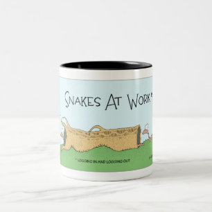 Snakes Starting at Work Two-Tone Coffee Mug
