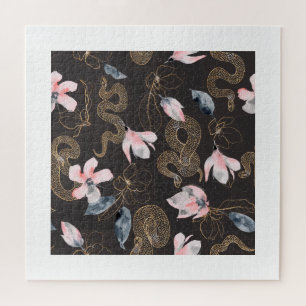 Snakes with flowers pattern jigsaw puzzle