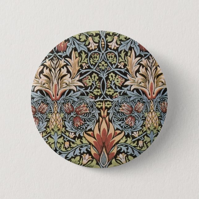 Snakeshead design by William Morris 2 Inch Round Button (Front)