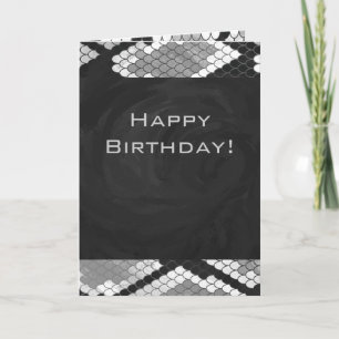 Snakeskin Grey, White, and Black Monogrammed Card