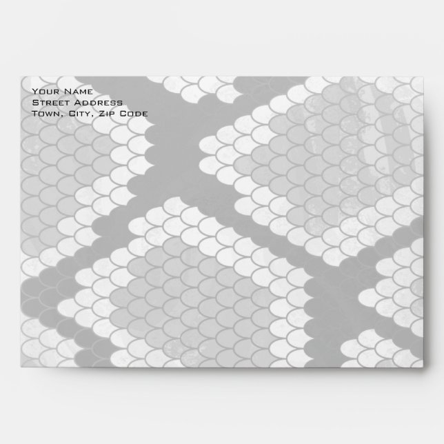 Snakeskin Grey, White, and Black Monogrammed Envelope (Front)