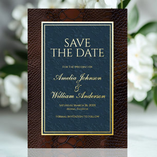 Snakeskin Leather Victorian Brown Save The Date