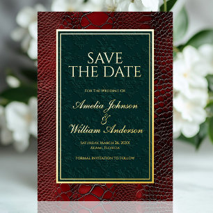 Snakeskin Leather Victorian Red Save The Date
