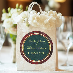 Snakeskin Leather Victorian Red Wedding Favours Classic Round Sticker