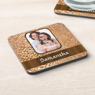 Snakeskin look custom photo coaster