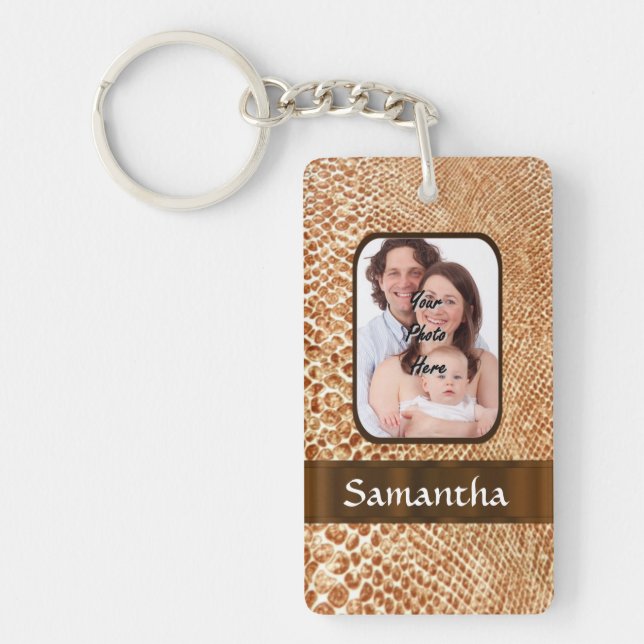 Snakeskin look custom photo keychain (Front)