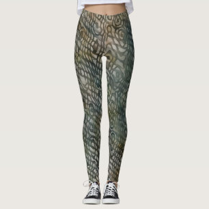 Snakeskin Pattern Watercolor Art Grey Leggings