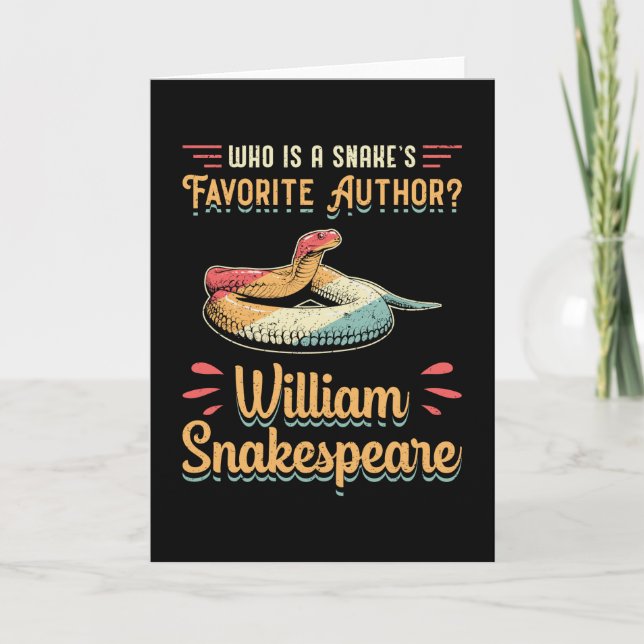 Snakespeare Cobra Snake Reptile Animal Funny Gift Card (Front)