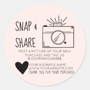 Snap and Share Camera Heart Social Media Business Classic Round Sticker