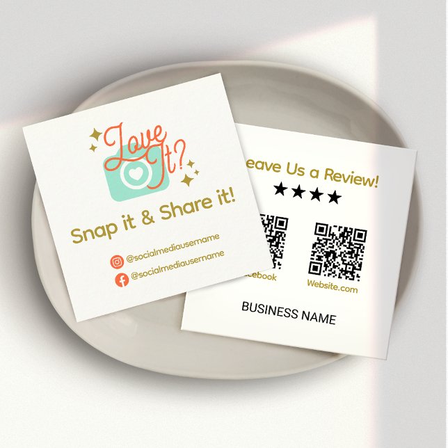 Snap and Share, Love it? Social Media  Square Business Card (Creator Uploaded)