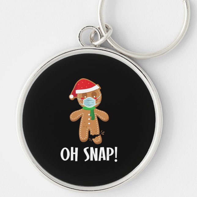 Snap Christmas Ginger Bread Man Mask Holiday Gift Keychain (Front)