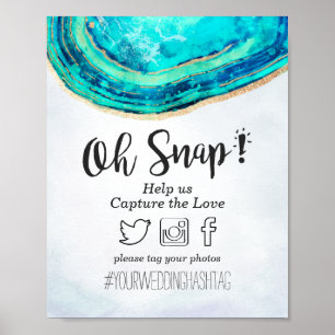 Snap Hashtag Décoration de Mariage Salle Turquoise