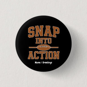 Snap Into Action Retro Football Game Day Design 1 Inch Round Button