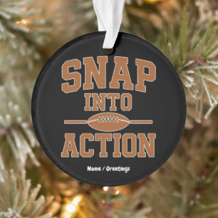 Snap Into Action Retro Football Game Day Design Ornament