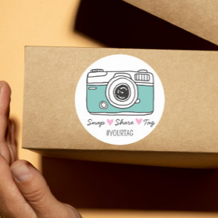 Snap & Share Thank You social media parcel  Classic Round Sticker