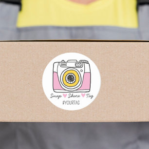 Snap & Share Thank You social media parcel  Classic Round Sticker