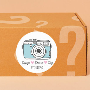 Snap & Share Thank You social media parcel  Classic Round Sticker