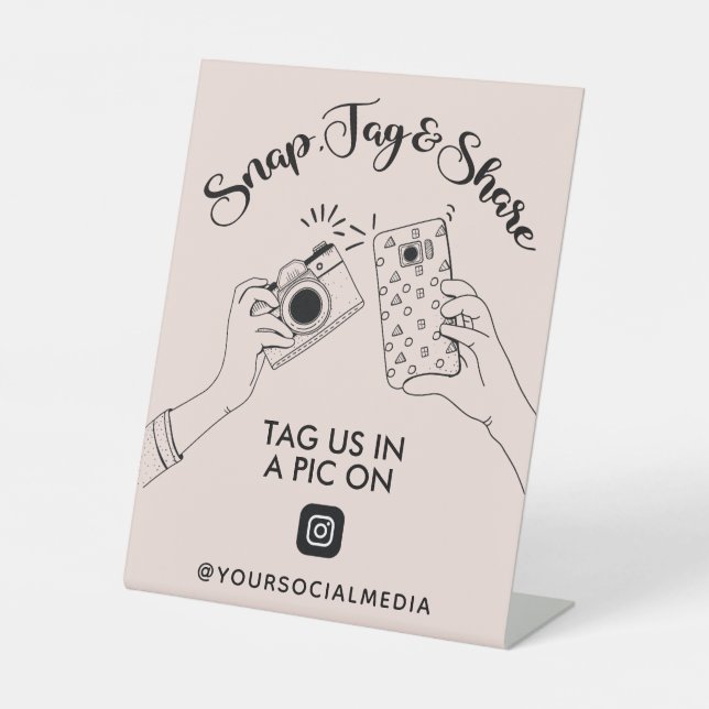 Snap, Tag, Share Instagram Social Media Pedestal Sign (Front)