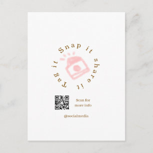 Snap tag share social media q r code brown red  postcard