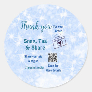 Snap tag share social media q r code glitter blue