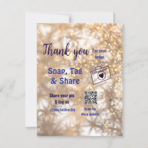 Snap tag share social media q r code glitter gold postcard