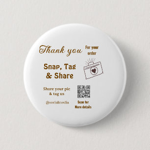 Snap tag share social media q r code glitter pink 2 inch round button