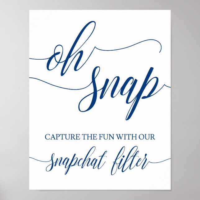 Snapchat Wedding Sign Navy Blue Calligraphy (Front)