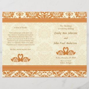 Snapdragon Coral Vintage Mariage damassé Programme