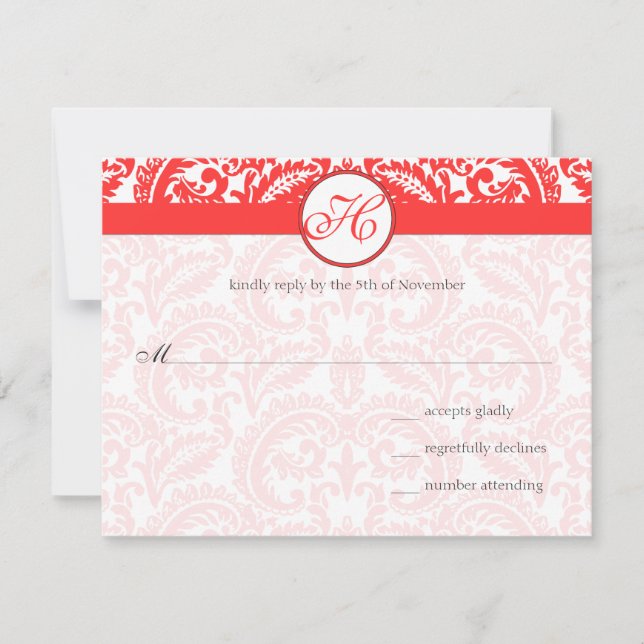 Snapdragon Coral Wedding RSVP Card (Front)