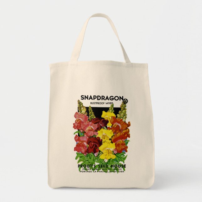 Snapdragon Vintage Seed Packet Tote Bag (Front)