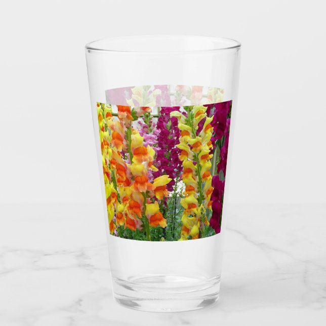Snapdragons Colourful Floral Glass (Front)