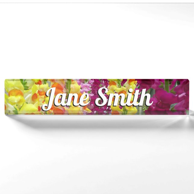 Snapdragons Colourful Floral Nameplate (Front)